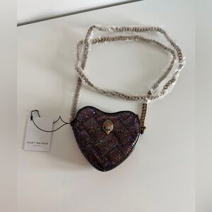 NWT - Kurt Geiger Glitter Heart Crossbody in Multicolor Sparkle